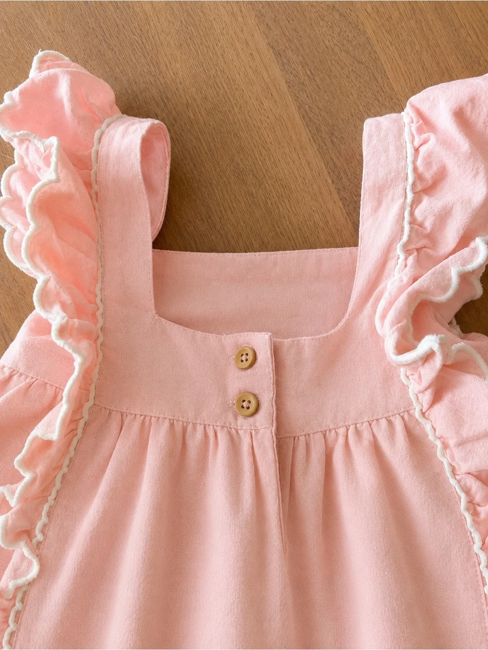 Joie Baby Girls Pink Linen Blend Embroidered Ruffle Set 18M